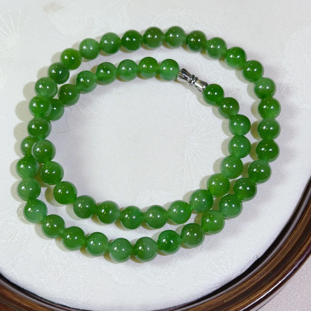 和田玉碧玉项链珠链卡8