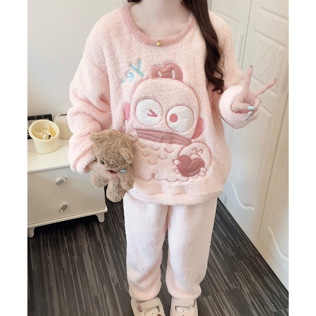 长毛绒睡衣女士秋冬季加厚小丑鱼新款甜美风珊瑚绒少女家居服套装