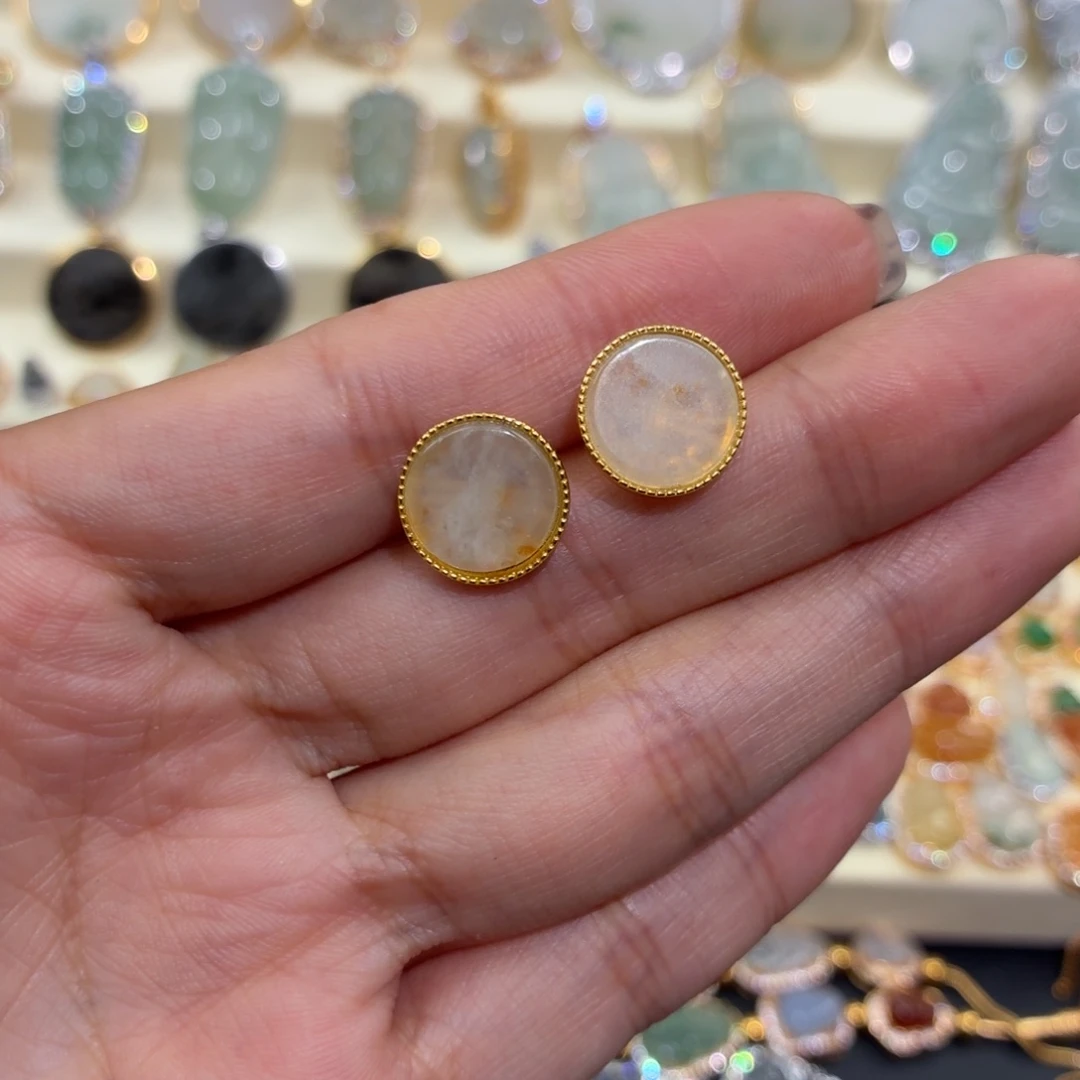 翡翠银S925镶嵌颈饰耳钉