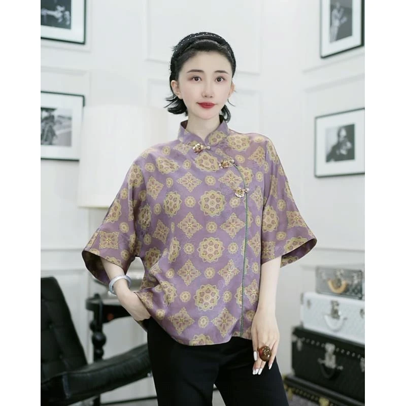 Betty Bairn【传承/河倾月落】花萝香 云纱桑蚕丝上衣25B-BW265