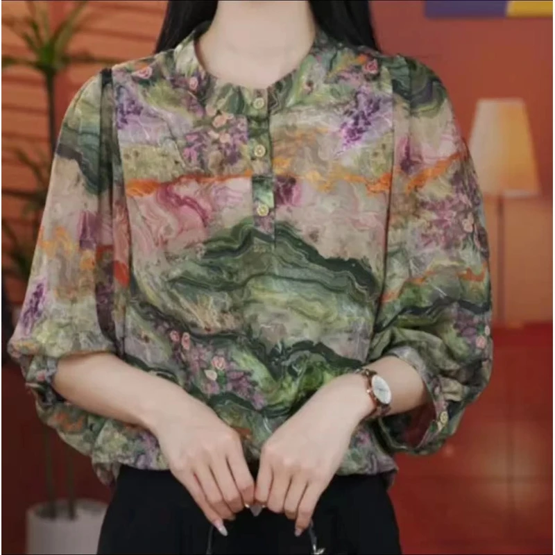 X2025【出口原单】优雅时尚气质显瘦衬衫-香菜