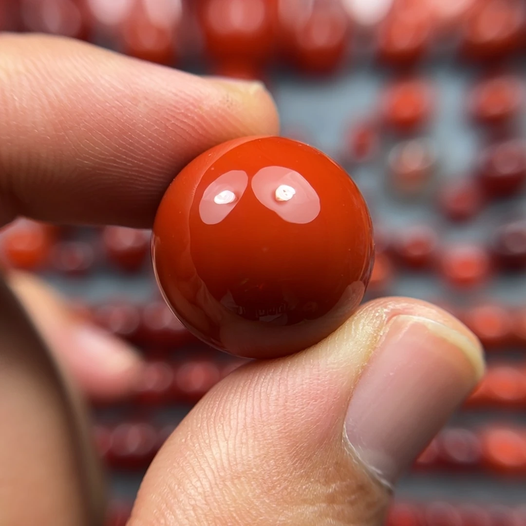 南红玛瑙未镶嵌珠宝奇石尺寸19柿子锦红