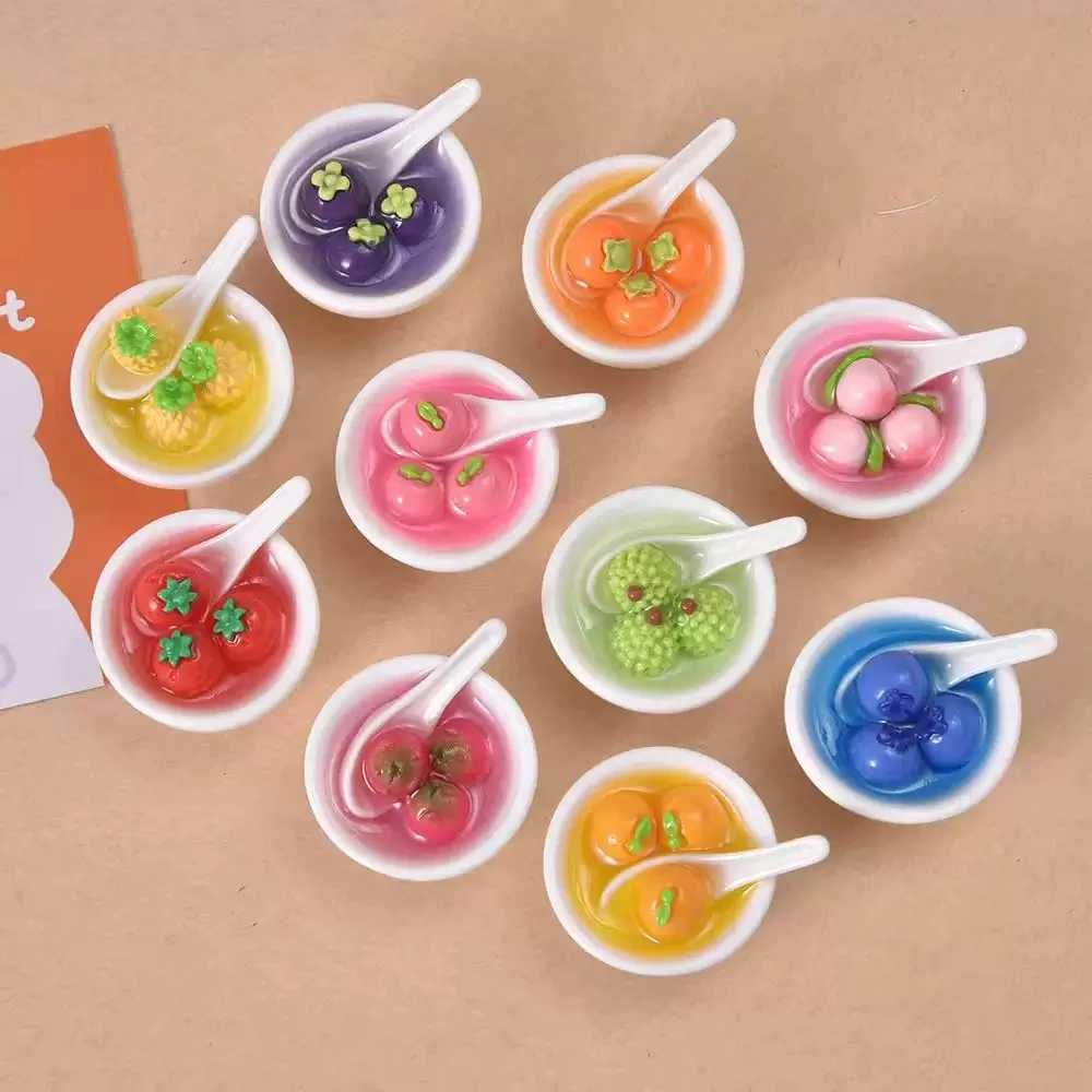 【许愿+对对碰】夜光立体仿真食玩水果汤圆碗DIY饰品微景观装饰摆件