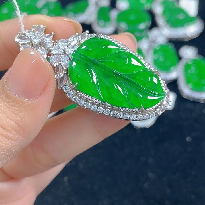 翡翠银S925镶嵌吊坠(不含链)