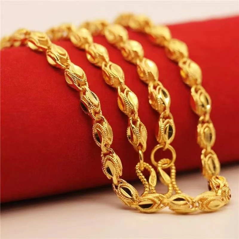 合金项链 时尚凤眼项链女款男士男款女士金色空心素款磨砂霸气