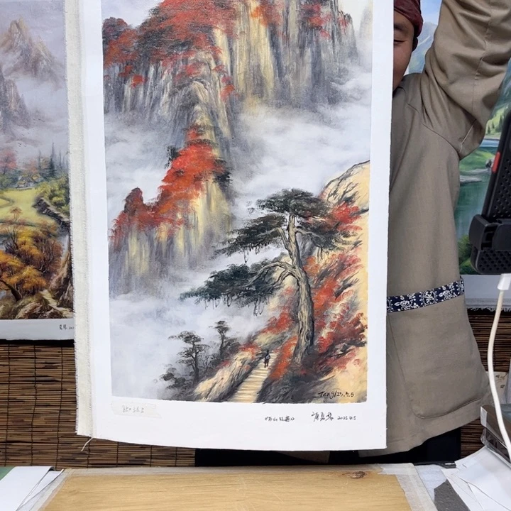 油画行路人小院绘画作品竞拍