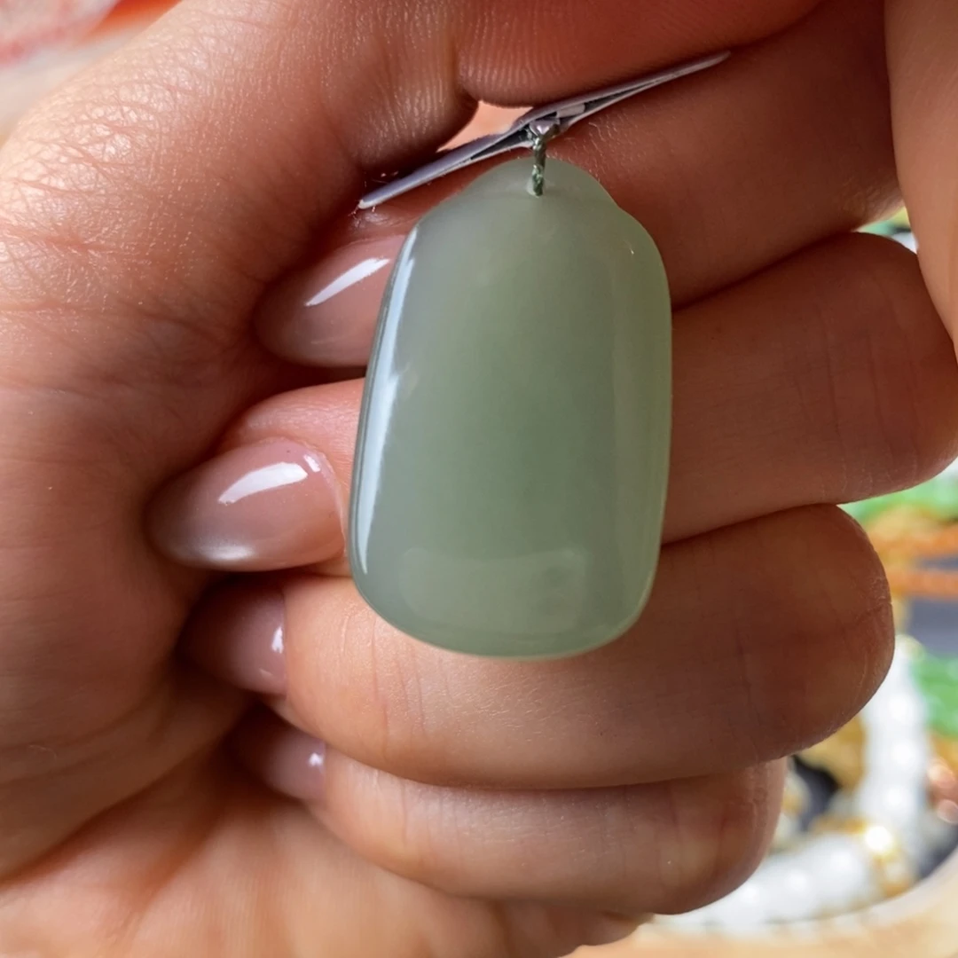 和田玉未镶嵌吊坠(不含链)冰晴绿无事牌