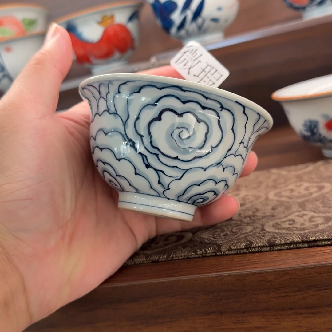 釉下手绘茶具微瑕