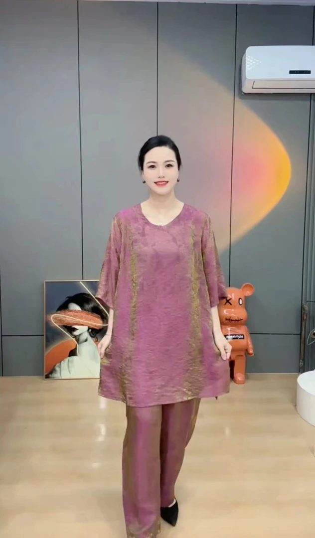 8588款夏季琉璃丝新款洋气女装套装