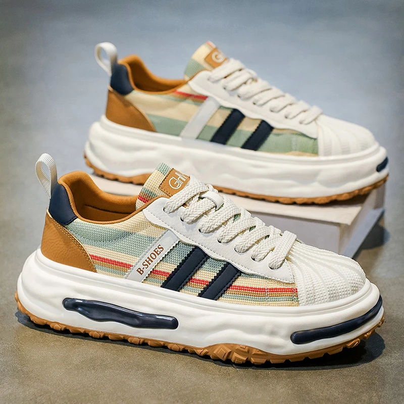 夏季网布贝壳头运动休闲鞋时尚透气春季潮鞋潮流厚底韩版百搭ins