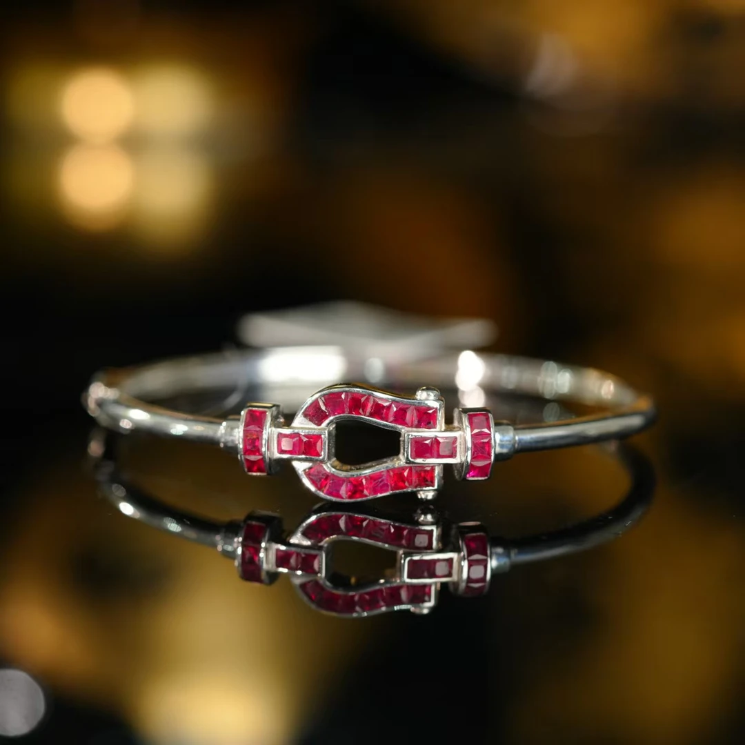 【初见珠宝】18K金红宝石手镯22-2CH176X102【多样性发一件】