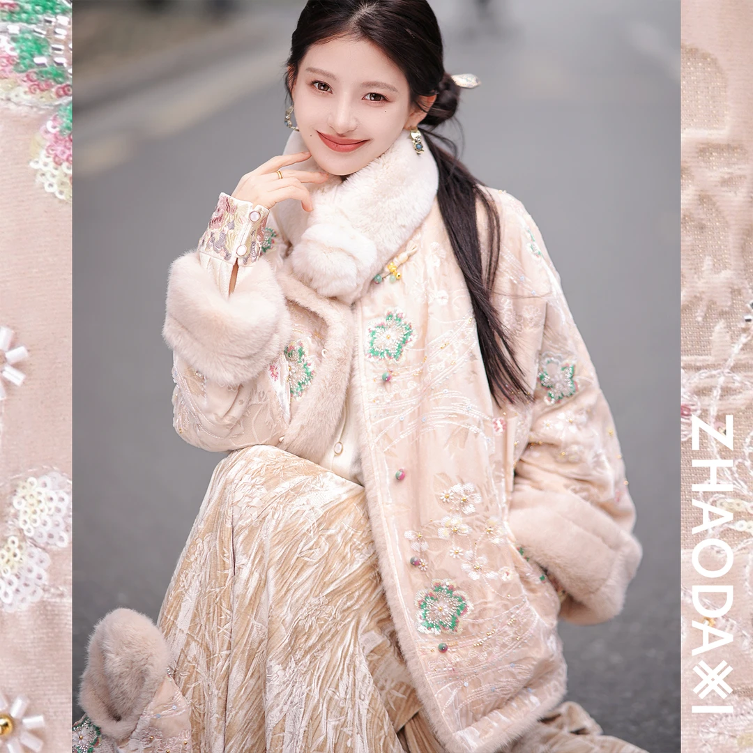 【赵大喜】花隐序-两面穿皮草 | 原创/环.保皮草+Bling提花