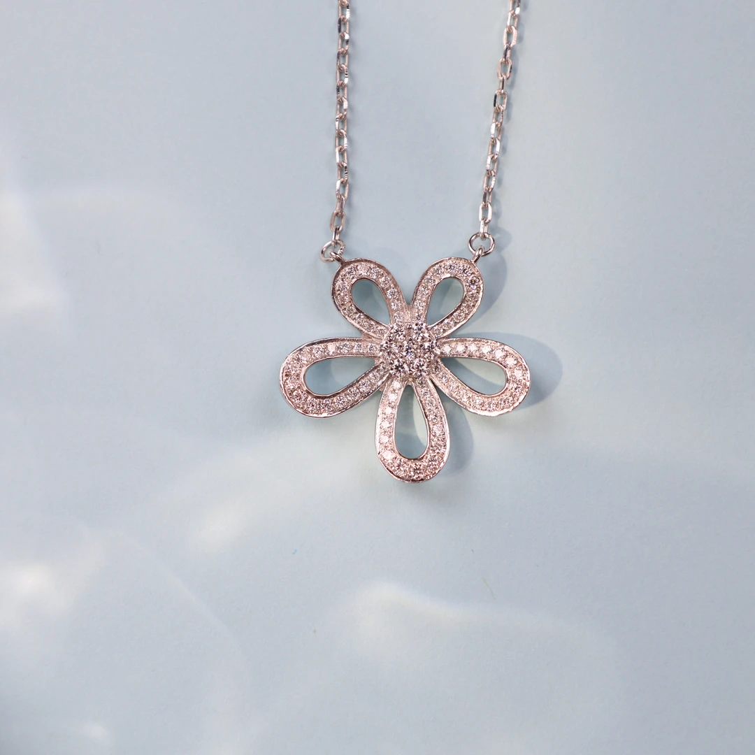 维尔珠宝铂金PT950格桑花套链莫桑满钻镶嵌气质轻奢时尚百搭45015