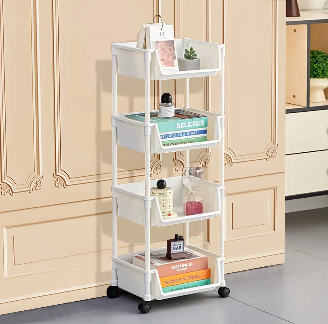 A4层简约置物架收纳储物架移动推车卧室零食客厅落地家用绘本架