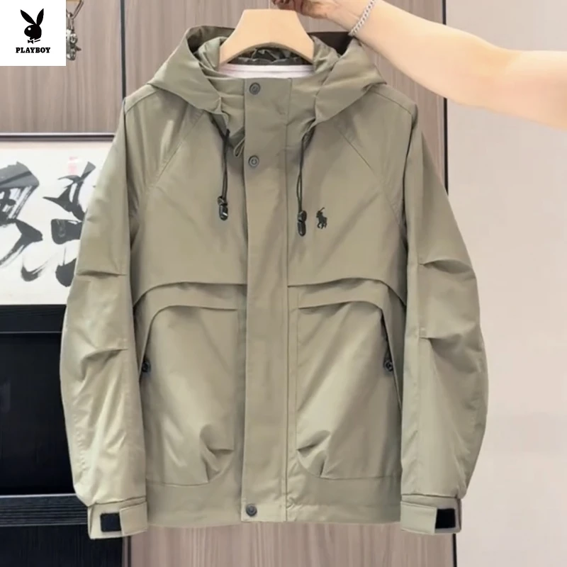 花花公子男士春秋季外套上衣长袖休闲时尚户外冲锋衣休闲上衣夹克