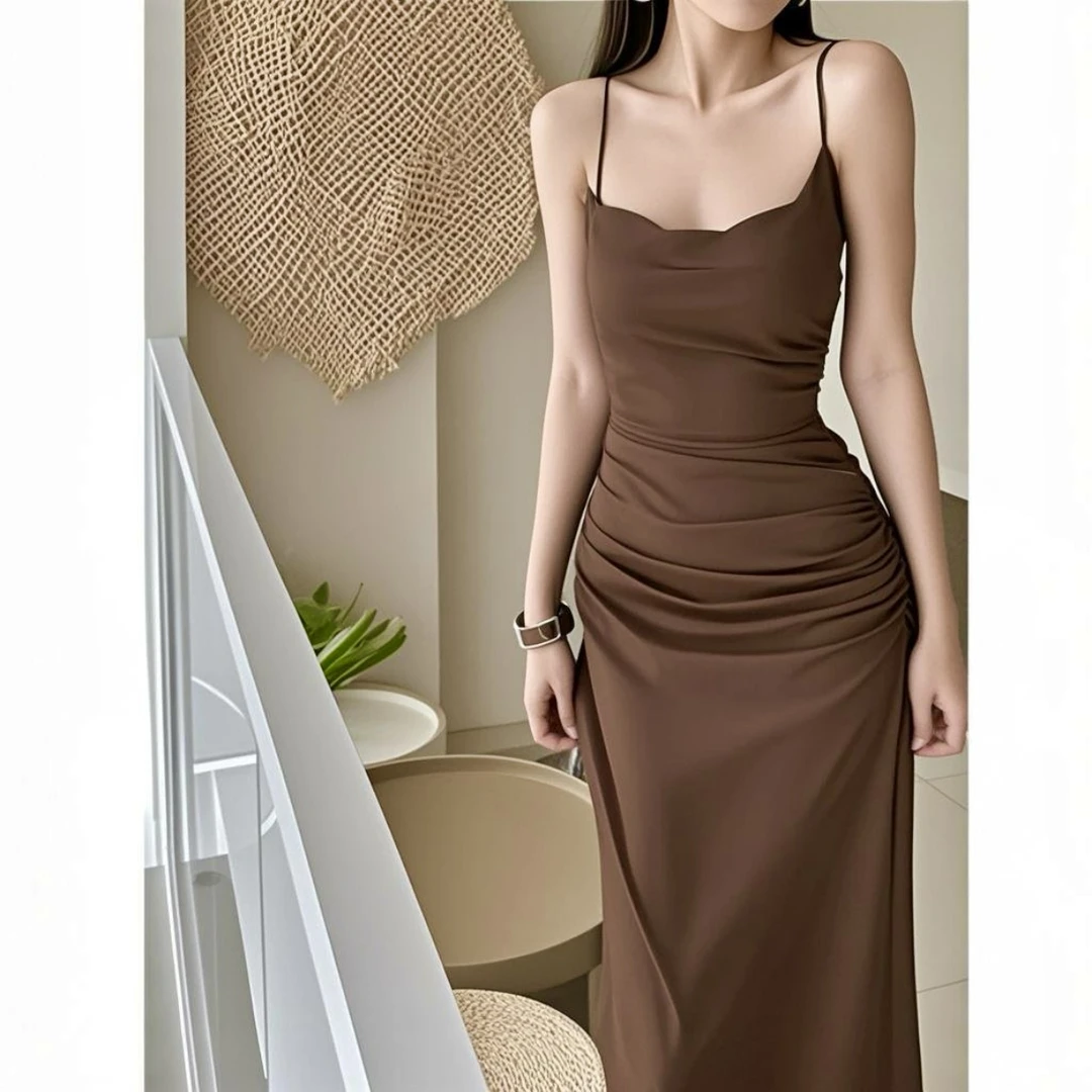 退换补6-8r 夏季度假风连衣裙女2025夏天裙子收腰显瘦吊带长裙