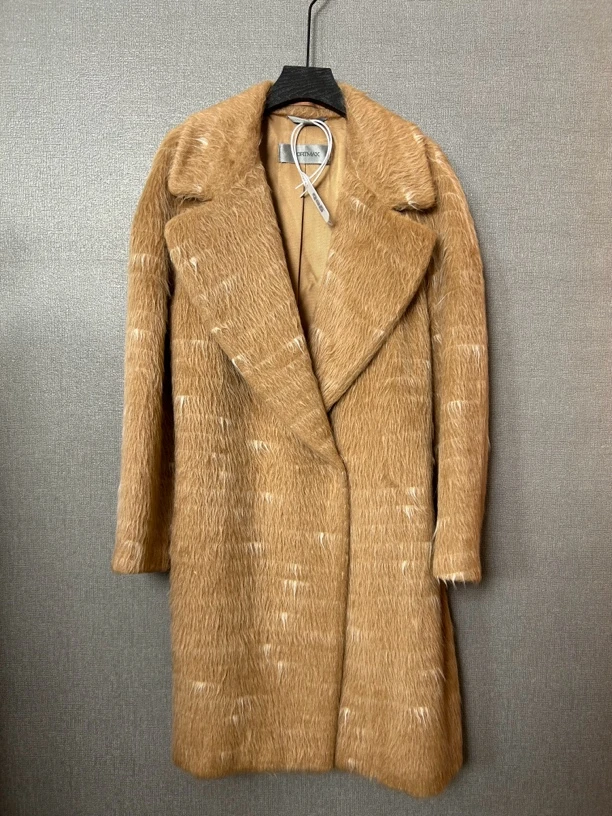 95新 MaxMara maxmara黄色毛呢大衣外套95新