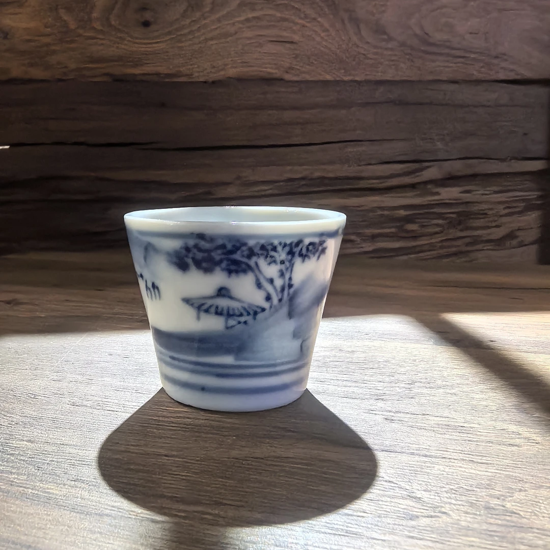 日器手工青花山水主人杯陶瓷茶杯品茗杯