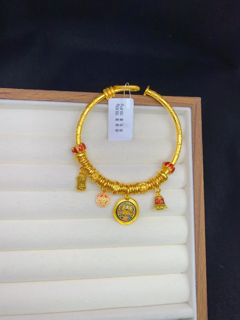 【松哥甄选】足金999投资金条  盘缠DIY开口手镯古法烧蓝