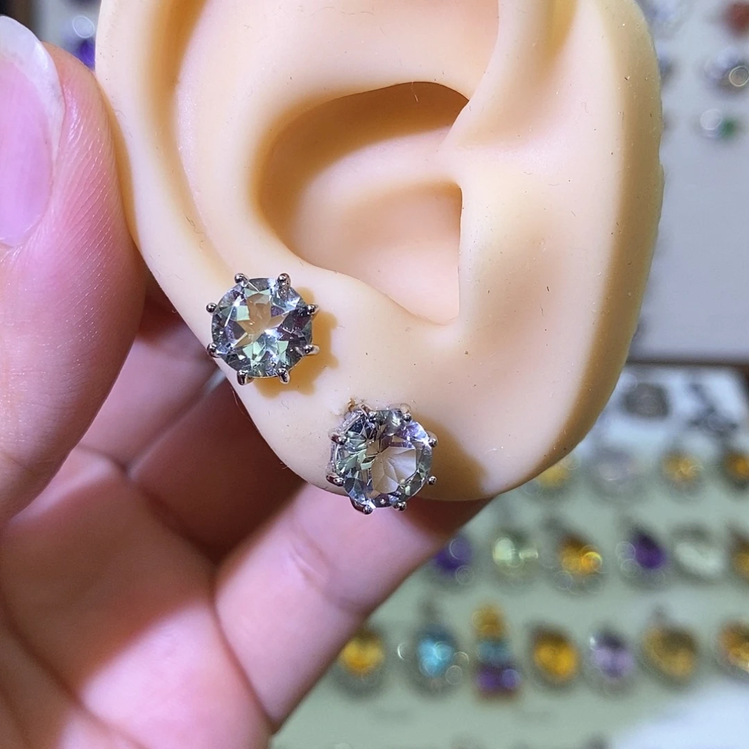 水晶耳饰银S925镶嵌需要证书备注