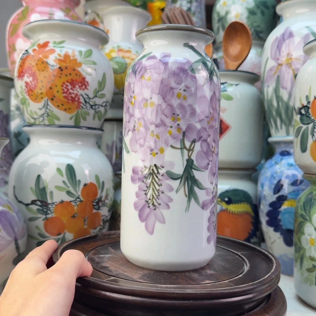 景德镇陶瓷手绘花瓶无孔