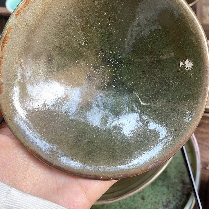 三足小碟羽*浪鬼釉绘柴烧