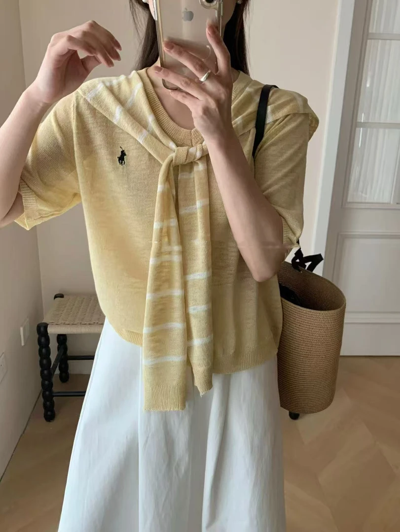 P&C studio 小马披肩冰感亚麻莱赛尔针织短袖