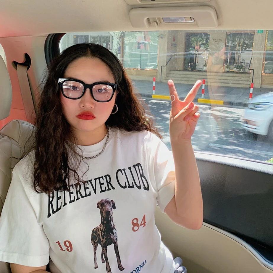 金大支小狗印花打底衫女百搭白色T恤内搭上衣休闲0103/0642