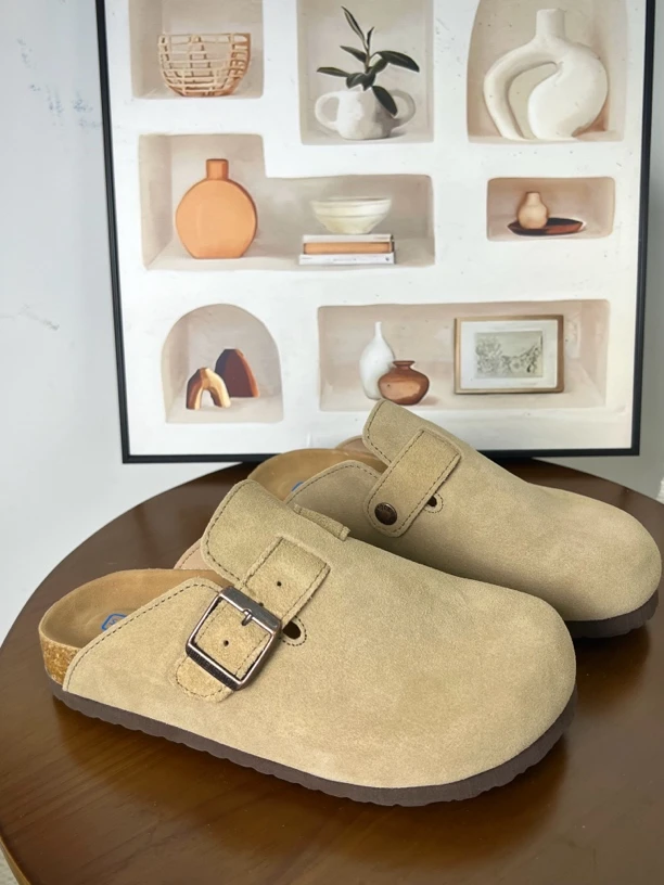 网红新品时尚勃肯鞋女外穿软木博肯包头半拖鞋2025春款