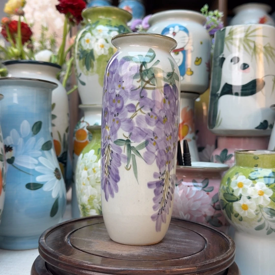 缸景德镇陶瓷手绘花瓶摆件无孔