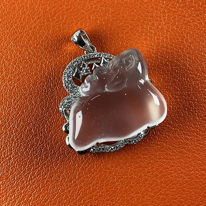 石英质玉银S925镀金镶嵌颈饰