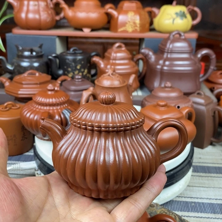 茶壶紫砂筋纹潘壶180cc原矿赵庄朱泥特价