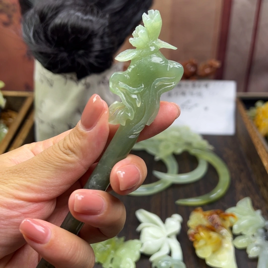 蛇纹石玉未镶嵌发簪