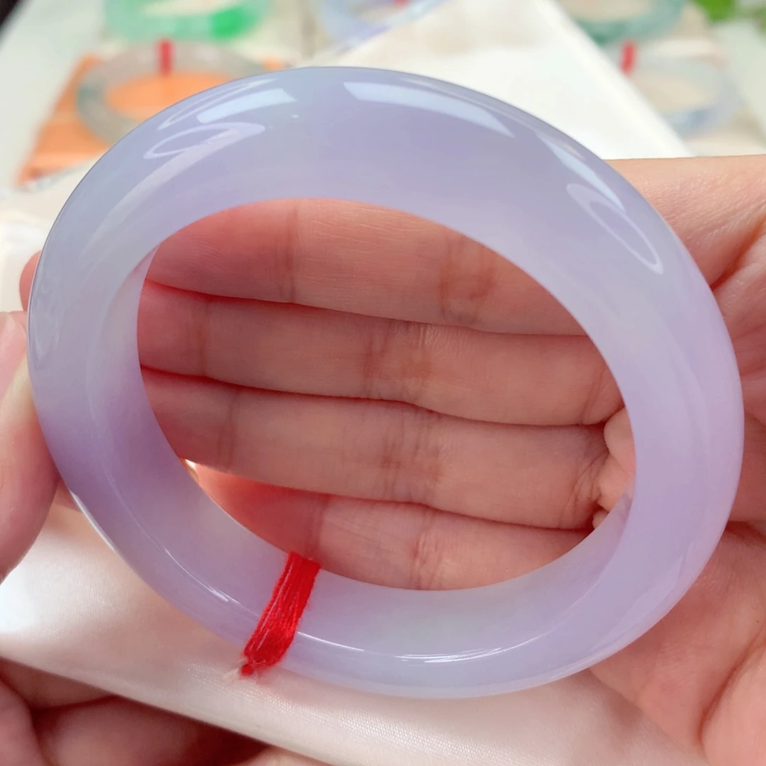 未镶嵌手镯翡翠56.6冰胶春彩 微瑕 仙气飘飘 喵喵