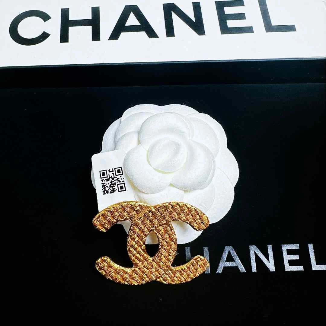95新 Chanel/香奈儿 柚礼中古/香奈儿素金双C编织胸针CG501109