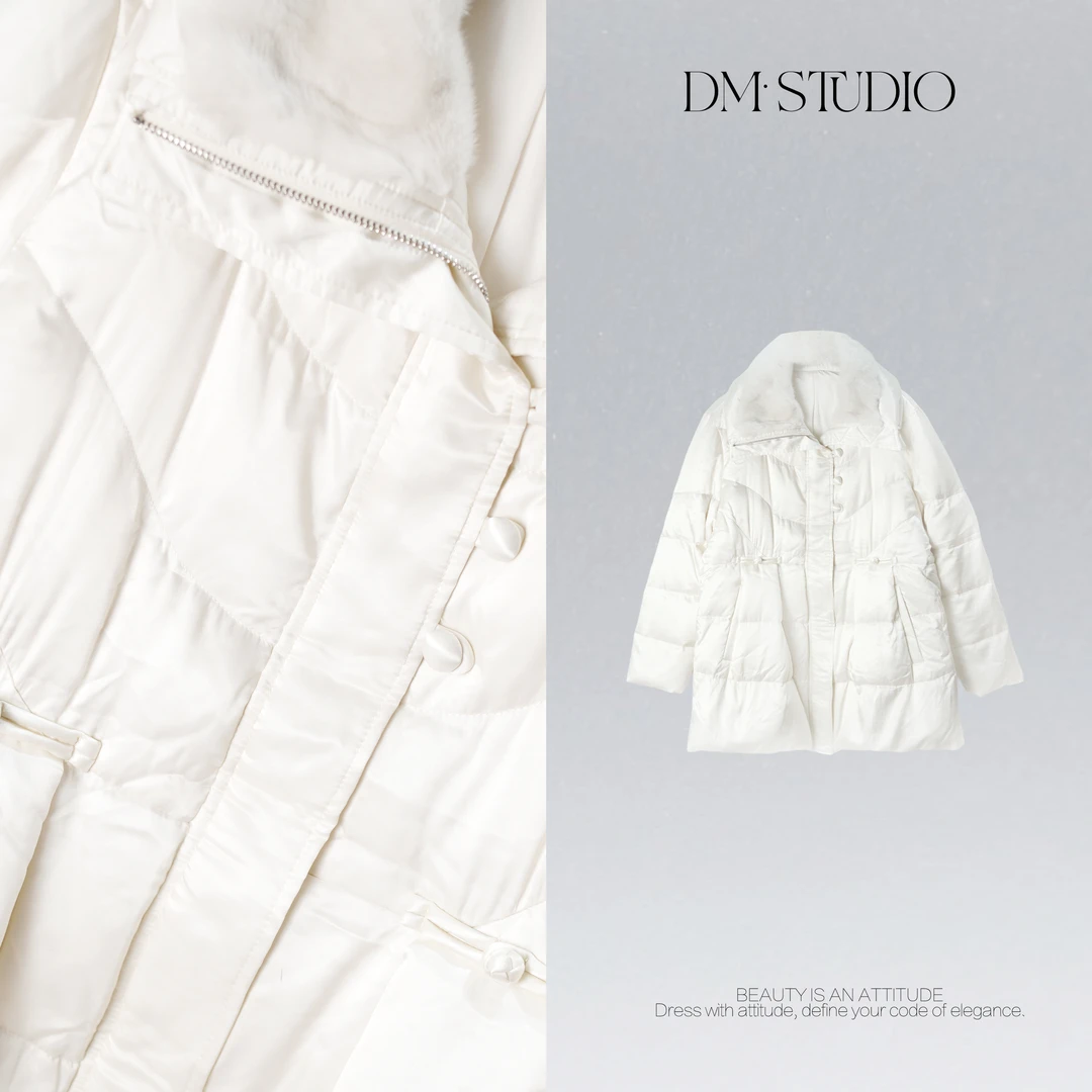 DEDM•STUDIO/高级感中长款水貂毛领新国标90鹅绒服2506YRF/F9251