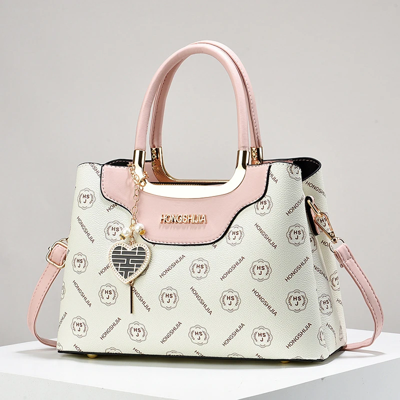 轻奢女包2025新款撞色印花单肩斜挎洋派女士大容量简约手提大包包