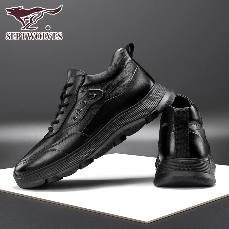 七匹狼男鞋男士加绒鞋真皮运动休闲鞋防滑加厚保暖爸爸皮鞋男冬鞋