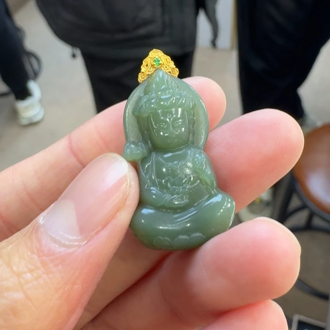 和田玉18K金镶嵌颈饰1223田总代购不退