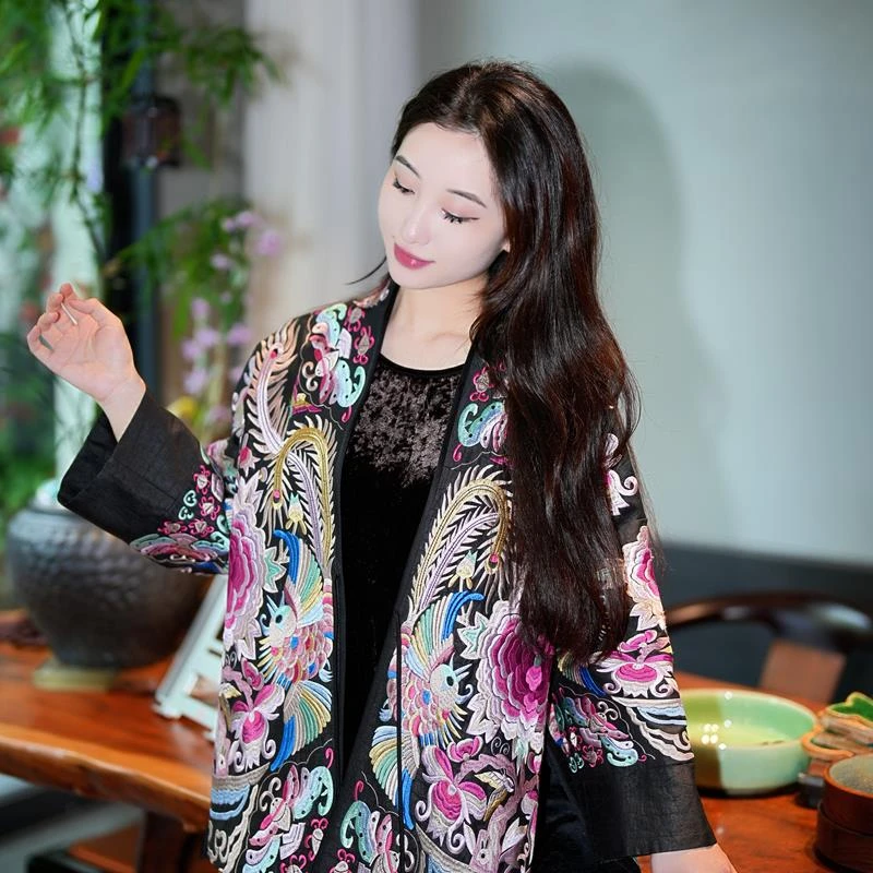 蓝大【粉麟】桑蚕丝刺绣外套6525