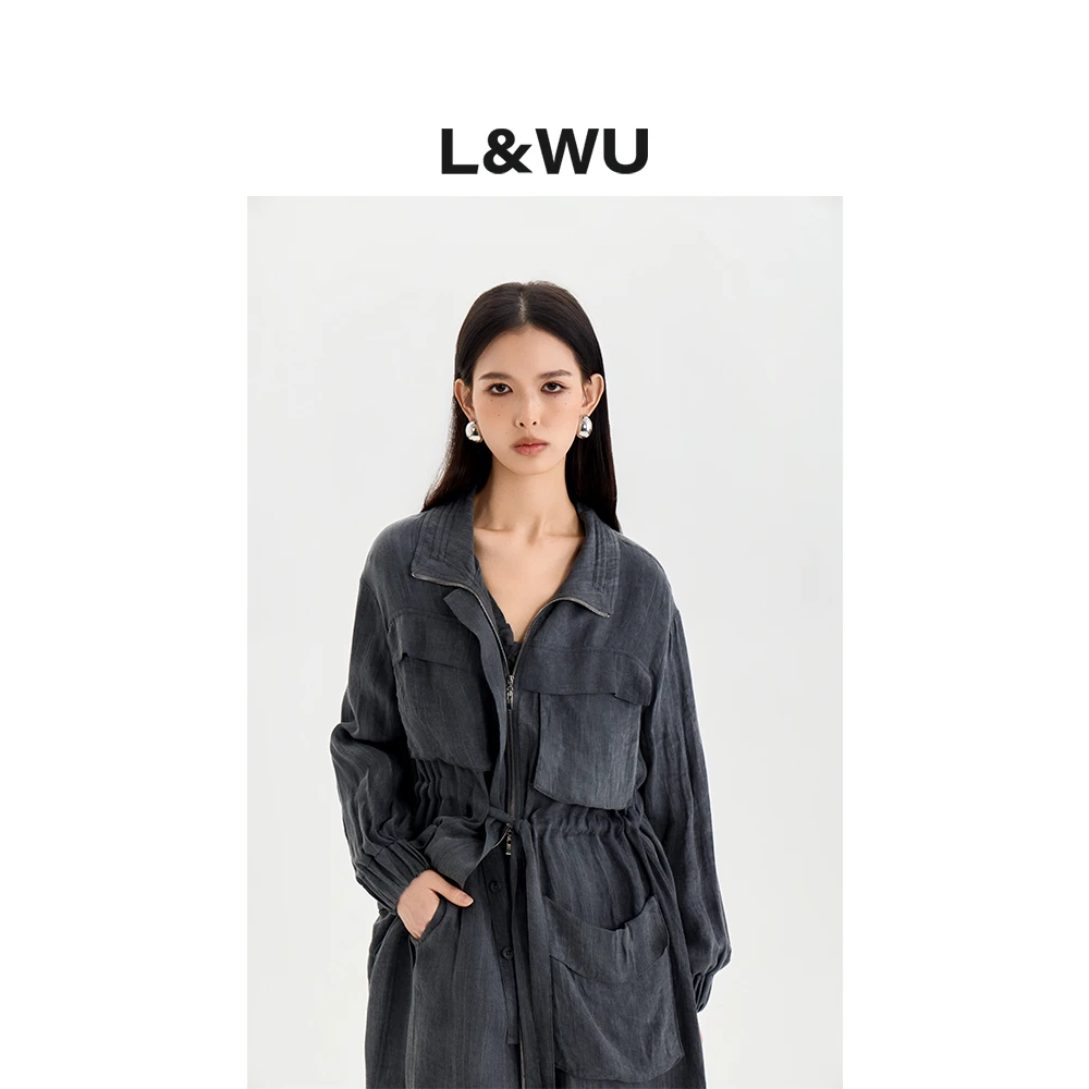 早秋颜值担当~！ 慵懒舒适气质长款立领风衣女