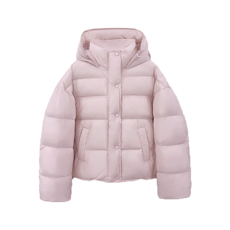 轻柔云感95白鸭绒泡芙羽绒服女短款连帽宽松加厚外套-1