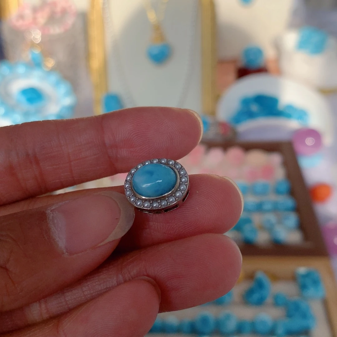 针钠钙石（海纹石）银S925镶嵌珠宝奇石