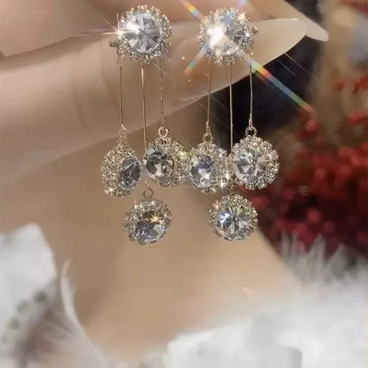 925银针 耳饰 高级感新款轻奢锆石流苏耳环两戴耳饰潮