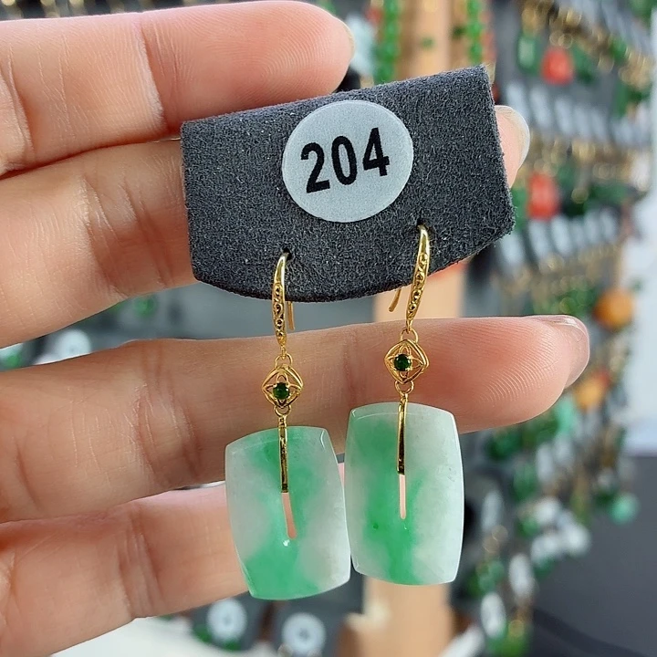 翡翠18K金镶嵌耳饰耳饰