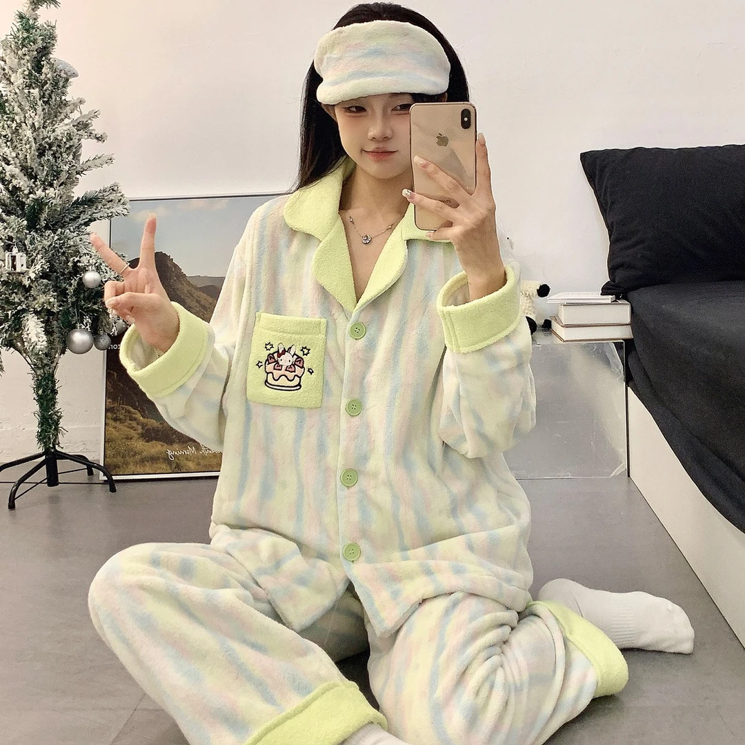 2025新款冬季加厚珊瑚绒保暖长袖孕妇睡衣女产后哺乳可外穿月子服