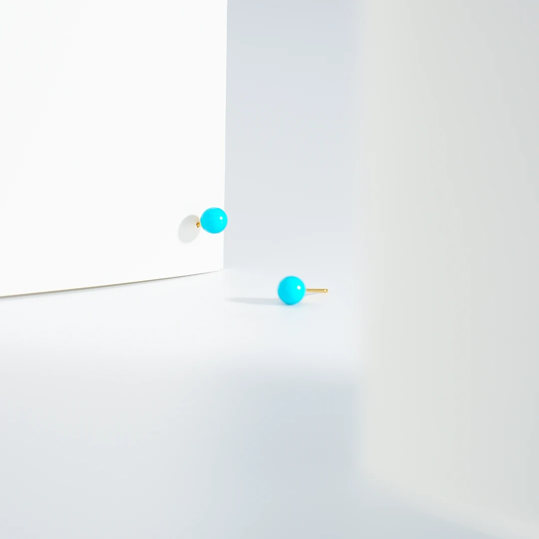 【欣怡甄选】绿松石美松圆珠耳钉简约时尚耳饰*s925（多样性）