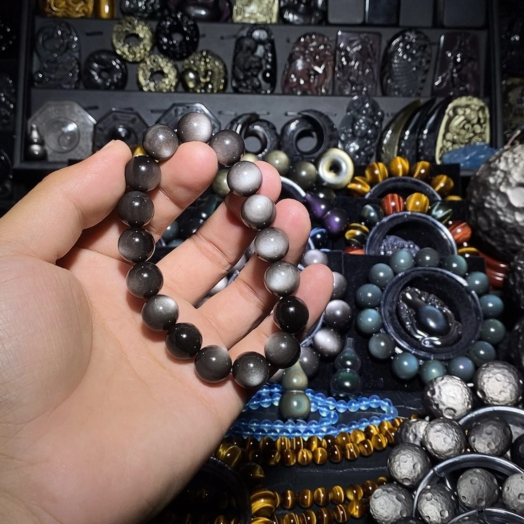 多***水黑曜岩未镶嵌手链