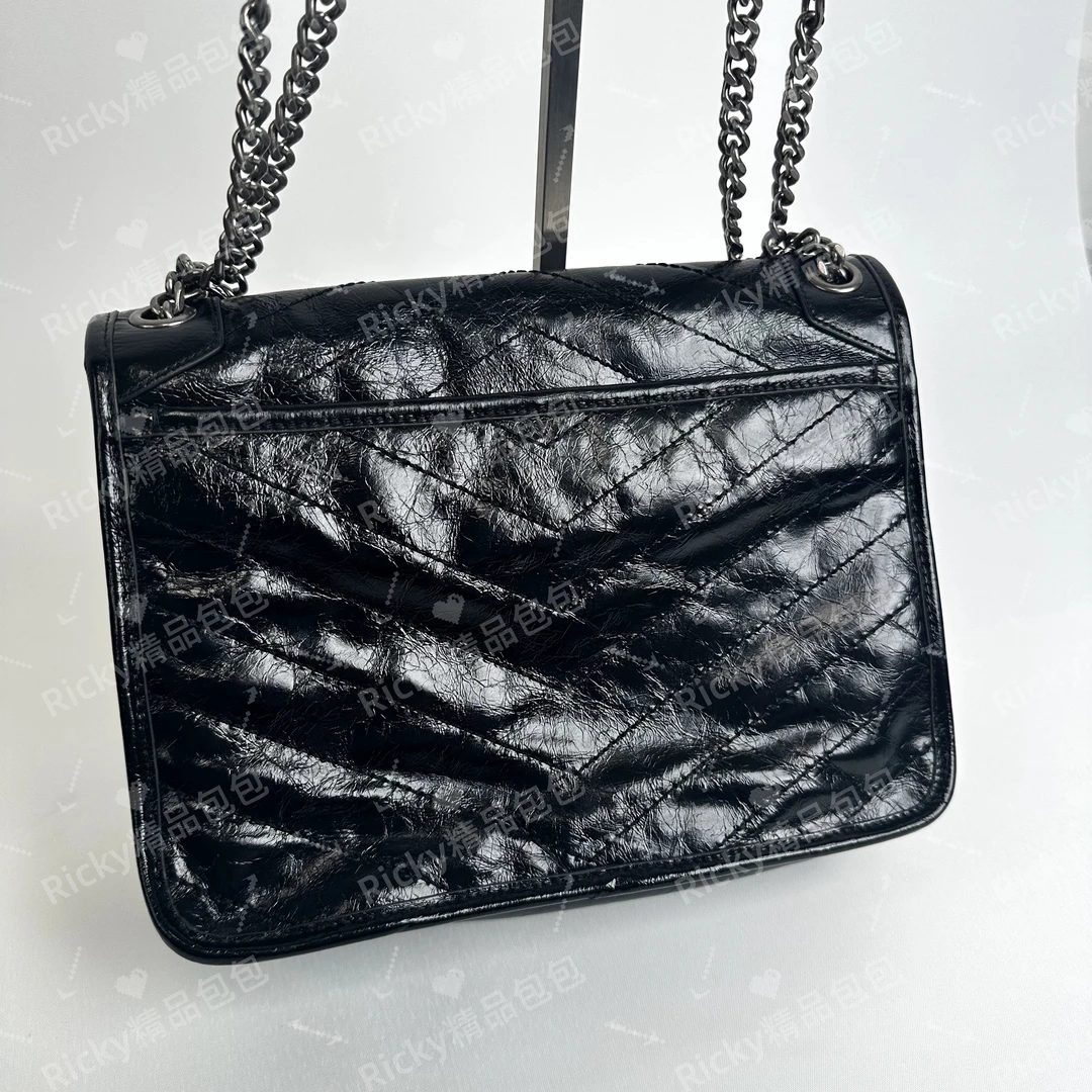 新款上新真皮漆皮爆裂纹单肩包&Niki