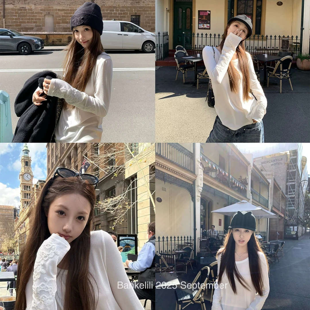 入秋典藏莫代尔设计感小众蕾丝边打底上衣